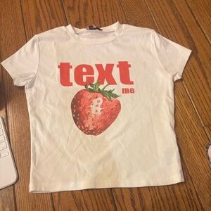Edikted Text Me Strawberry Graphic T-Shirt